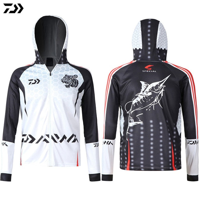 Daiwa Professional Fishing Hoodie Anti-UV Sunscreen Sun Protection Face Neck Fishing Shirt Breathable Quick Dry Fishing Clothes