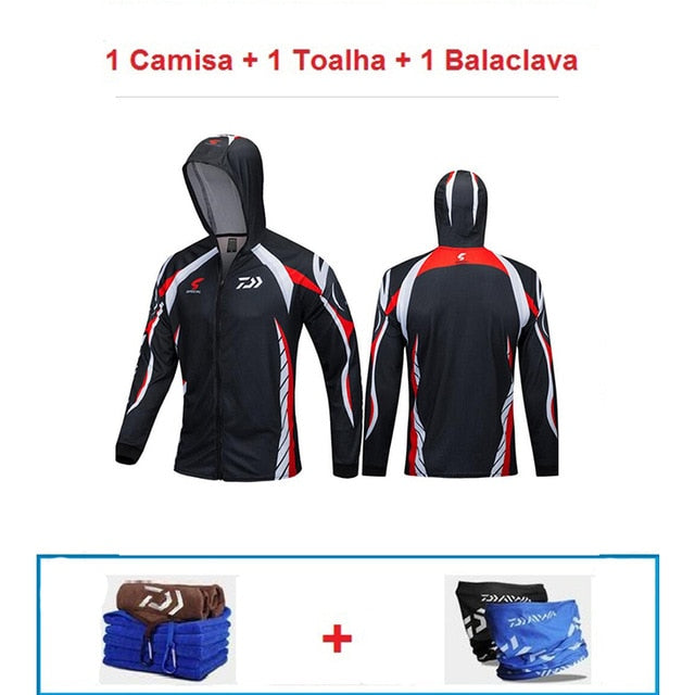 Daiwa Professional Fishing Hoodie Anti-UV Sunscreen Sun Protection Face Neck Fishing Shirt Breathable Quick Dry Fishing Clothes