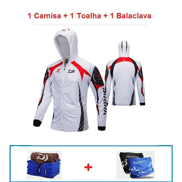 Daiwa Professional Fishing Hoodie Anti-UV Sunscreen Sun Protection Face Neck Fishing Shirt Breathable Quick Dry Fishing Clothes
